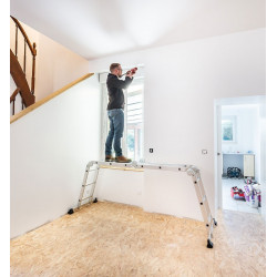 Hailo Echelle multifonction articulée 4 positions avec plateforme Hailo Kobleo