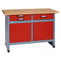 Kupper Etabli 2 portes et 3 tiroirs Long: 120 cm Rouge 12252 Kupper Kobleo