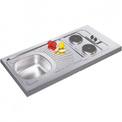 Moderna Evier inox 1200 x 600 mm 1 bac et 1 égouttoir avec plaques électriques Kobleo