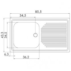 Moderna Evier à encastrer 86 x 44 cm avec égouttoir Kobleo