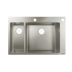 Hansgrohe Evier encastré acier inoxydable 2 cuves 180x450mm S712-F655 2 trous ro Kobleo