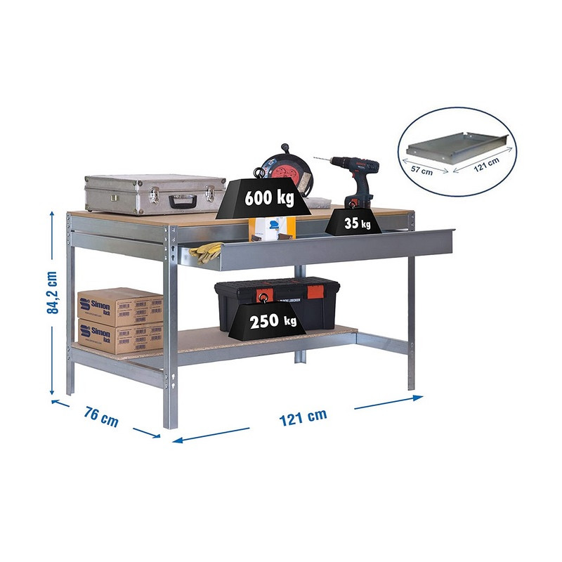 Simon Rack Etabli galvanisé 842x1210x760 mm Charge 600 Kg SIMONWORK BT0 BOX 1200 Simon Rack Kobleo Simon Rack Etabli galvanisé 842x1210x760 mm Charge 600 Kg SIMONWORK BT0 BOX 1200 Simon Rack Kobleo