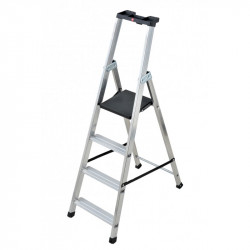 Hailo Escabeau professionnel 4 marches Ht d'accès 290cm Alu Plateforme PEHD Kobleo