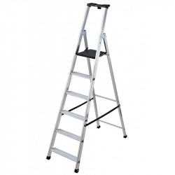 Hailo Escabeau professionnel 6 marches Ht d'accès 335cm Alu Plateforme PEHD Kobleo