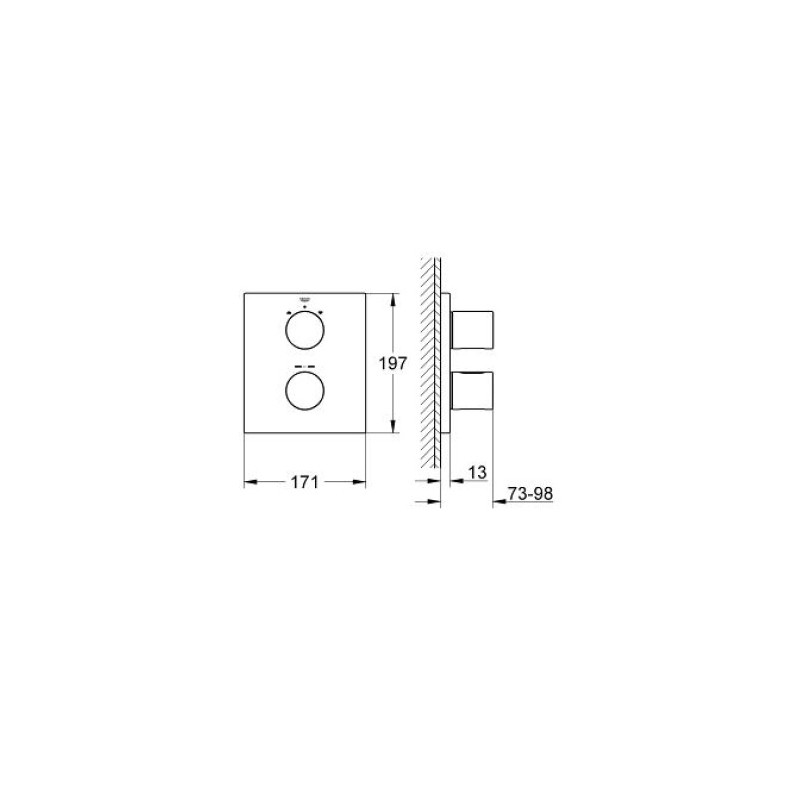 Grohe Façade mitigeur thermostatique 2 sorties bain/douche chromé Grohtherm Kobleo Grohe Façade mitigeur thermostatique 2 sorties bain/douche chromé Grohtherm Kobleo
