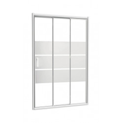 Ondée Façade coulissante 100 cm ép. 4 mm trois bandes profilé blanc MISSI Kobleo
