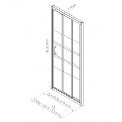 Ondée Façade coulissante 100 cm ép. 4 mm trois bandes profilé blanc MISSI Kobleo