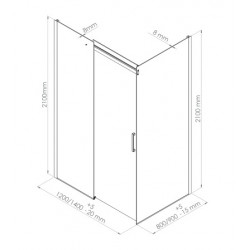 Ondée Façade coulissante 140 x 210 cm ép 8 mm transparent finition chromée S Kobleo