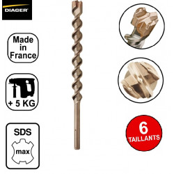 Diager Foret Sds Max Ultimat 6 taillants matériaux durs Diam40x L540- 166D4 Diager Kobleo