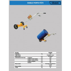 Stockman Diable porte-fûts 450 Kg DE450C Kobleo Stockman Diable porte-fûts 450 Kg DE450C Kobleo