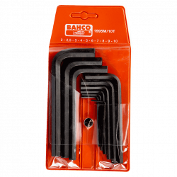 Bahco Jeu de 10clés mâles 6 pans 2 à 10 mm finition phosphatée 1995M/10T Kobleo