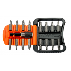 Bahco Jeu 17 pièces d'embouts 1/4 vis Pozidriv/Phillips/TORX Tamper/6 pans  Kobleo
