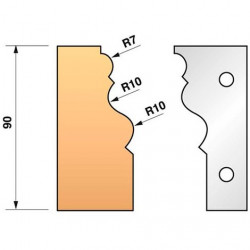 Leman Jeu de 2 fers profilés N°302 pour porte-outils Ht.90 mm Kobleo