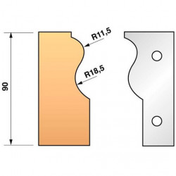 Leman Jeu de 2 fers profilés N°303 pour porte-outils Ht.90 mm Kobleo