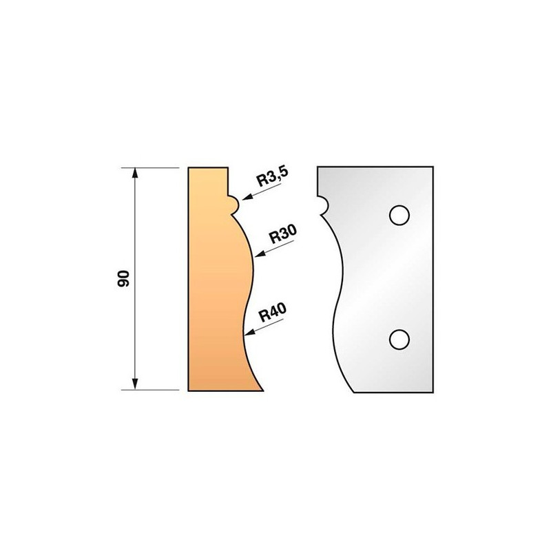 Leman Jeu de 2 fers profilés N°322 pour porte-outils Ht.90 mm Kobleo