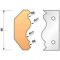Leman Jeu de 2 fers profilés N°352 pour porte-outils Ht.90 mm Kobleo