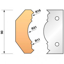 Leman Jeu de 2 fers profilés N°353 pour porte-outils Ht.90 mm Kobleo