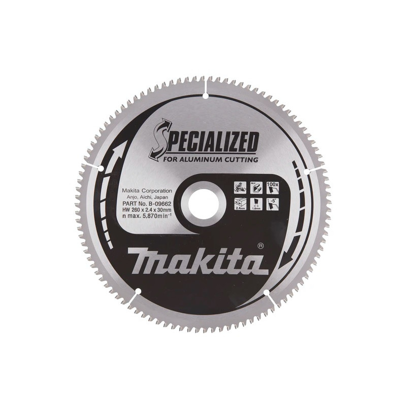 Makita Lame Carbure B-09662 100 dents pour scie à onglet D260mm Makita Kobleo