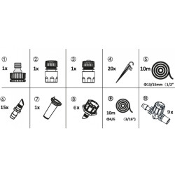 Ribiland Kit d’irrigation goutte à goutte pour parterres ou suspensions PRA/GGB Kobleo