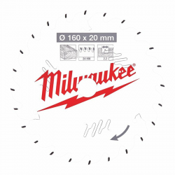 Milwaukee Lame de scie circulaire Diam 160 x 20 mm 24 dents Kobleo