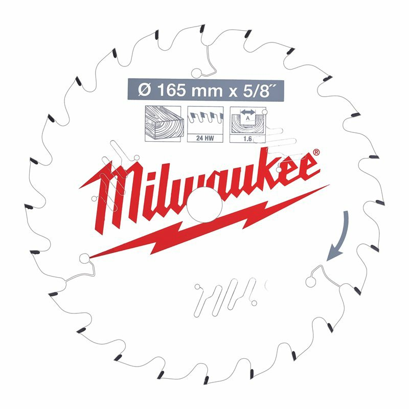 Milwaukee Lame de scie circulaire Diam 165 mm x 5/8 24 dents Kobleo