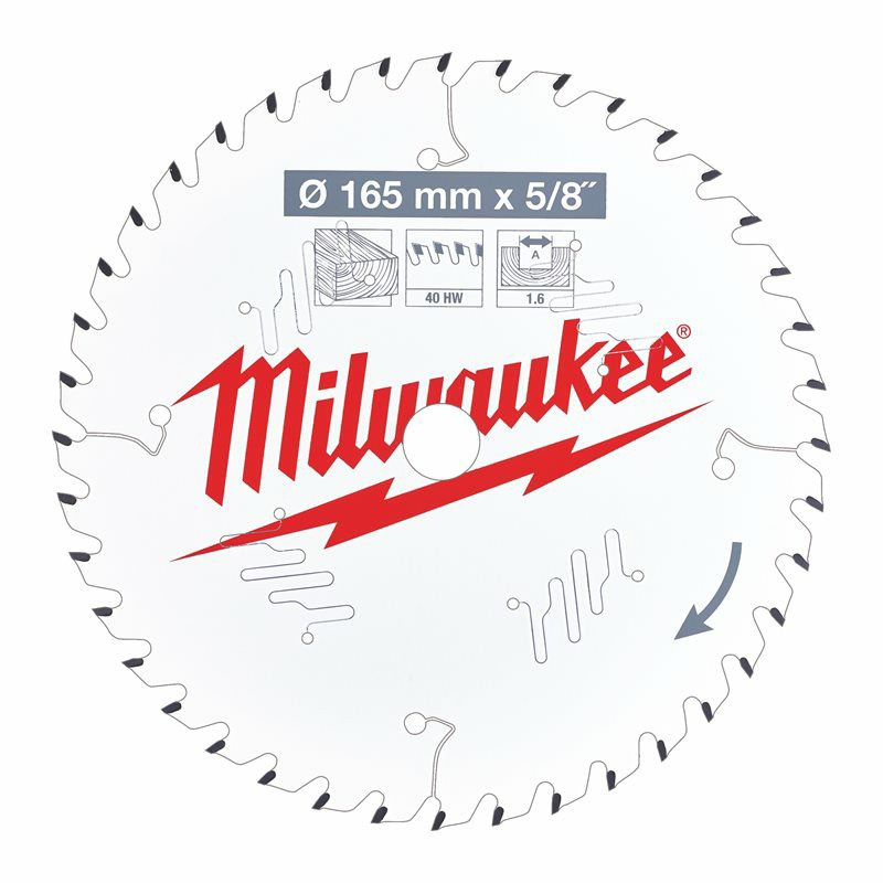 Milwaukee Lame de scie circulaire Diam 165 mm x 5/8 40 dents Kobleo