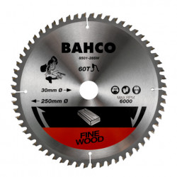 Bahco Lame de scie circulaire Diam 250 x 30 mm 60 dents pour bois 8501-28SW Kobleo
