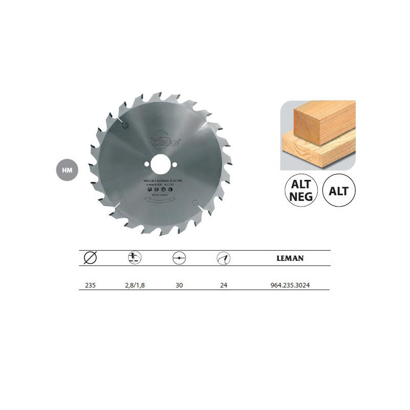 Leman Lame carbure portative D235x30x24z Alt/bois Leman Kobleo