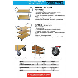 Stockman Chariot 3 plateaux 250 Kg 1086x500x1032 mm WP25/3 Stockman Kobleo