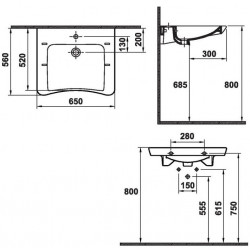 Vitra Lavabo PMR sans trop plein 65 cm Kobleo