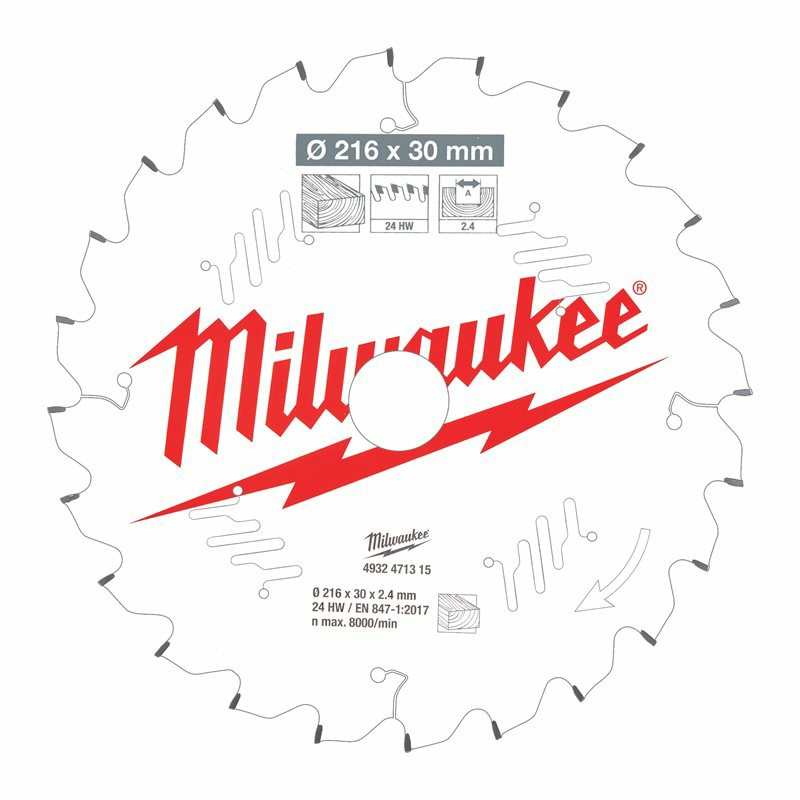 Milwaukee Lame de scie à onglet Diam 216 x 30 x 2.4 mm 24 dents ATB Kobleo