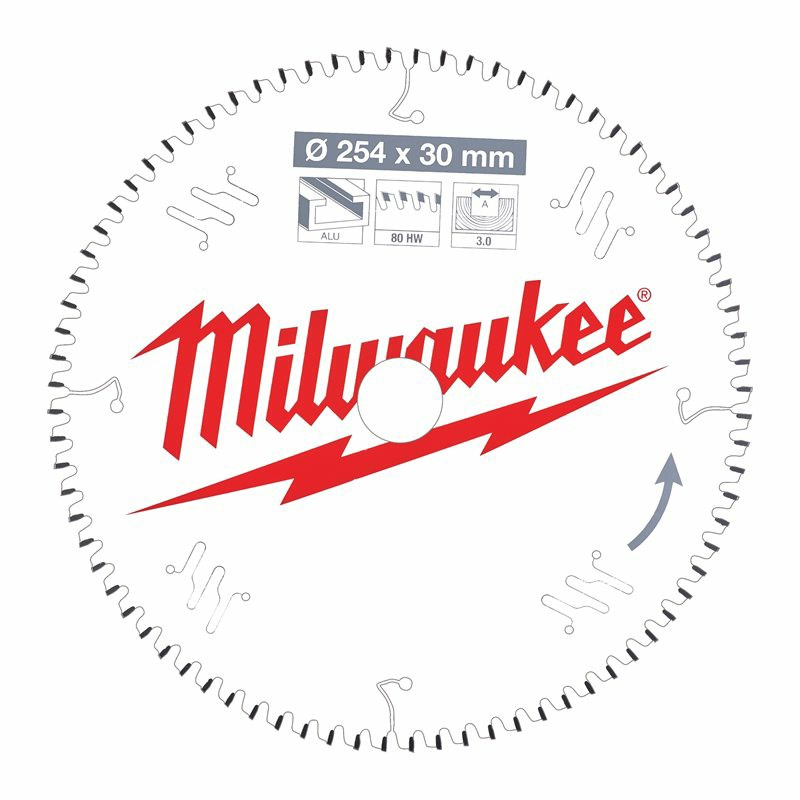 Milwaukee Lame de scie à onglet Diam 254 x 30 x 3.0 mm 80 dents TF Kobleo