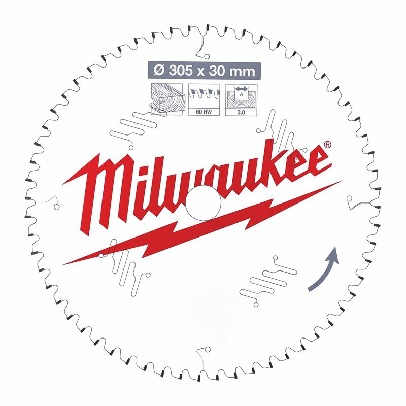 Milwaukee Lame de scie à onglet Diam 305 x 30 x 3.0 mm 60 dents ATB Kobleo