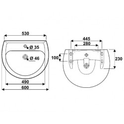 Selles Lavabo sans trop plein 60 cm Kobleo