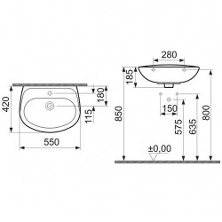 Selles Lavabo sans trop plein 60 cm Kobleo