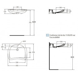 Porcher Lavabo PMR MATURA 2 ergonomique 65x55 cm sans trop-plein blanc Kobleo