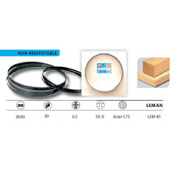 Leman Lame de scie à ruban acier C75 DC6 2630x20x0.5 LEM45 Leman Kobleo