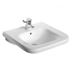 Porcher Lavabo Matura 2 Blanc en porcelaine vitrifiée 60 x 55 cm autoportant Kobleo