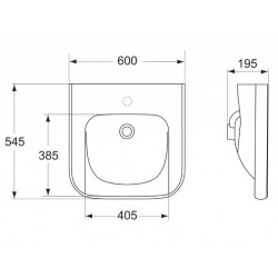 Porcher Lavabo Matura 2 Blanc en porcelaine vitrifiée 60 x 55 cm autoportant Kobleo