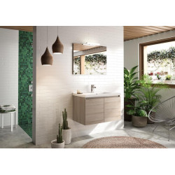 Allibert Meuble sous-plan 80 cm 2 portes 1 étagère en bois couleur Frêne molina Kobleo