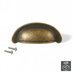 Emuca 20 Poignées pour meuble Marrakech, entraxe 64 mm, Zamak, Bronze Kobleo