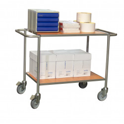 Fimm Chariot bureaux charge 150 kg 2 plateaux bois Diam roues 125 mm gris m Kobleo