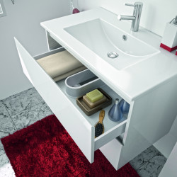 Allibert Meuble sous-plan 60 cm 2 tiroirs couleur blanc brillant laqué LIVO Kobleo