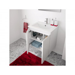 Allibert Meuble sous-plan 60cm 2 portes 1 étagère bois couleur blanc brillant l Kobleo