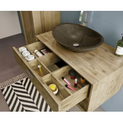 Allibert Meuble sous-plan à suspendre 80 cm 2 tiroirs bois ESTRADA Kobleo