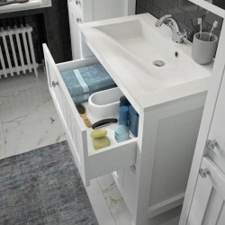 Allibert Meuble sous-plan 79 cm Blanc mat 2 tiroirs bois AMERICA Kobleo