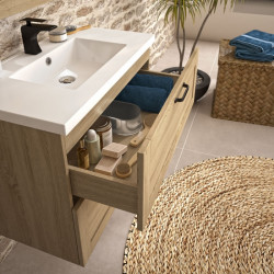 Allibert Meuble sous-plan 80 cm 2 tiroirs bois couleur Chêne hamilton CAMBRIDGE Kobleo