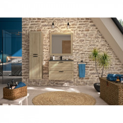 Allibert Meuble sous-plan 80 cm 2 tiroirs bois couleur Chêne hamilton CAMBRIDGE Kobleo