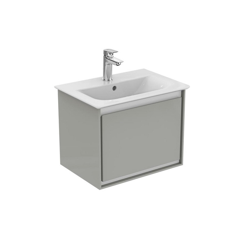 Ideal standard Meuble lavabo-plan 50x36x40cm 1 tiroir gris plume brillant/ Blanc mat  Kobleo