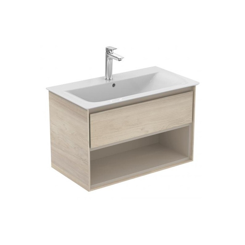 Ideal standard Meuble lavabo-plan 80cm 1 tiroir 1 niche chêne cérusé/ beige glacé mat Kobleo